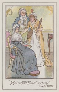 Ilustração para Sentido e Sensibilidade por Jane Austen (cor litho) de Charles Edmund Brock
