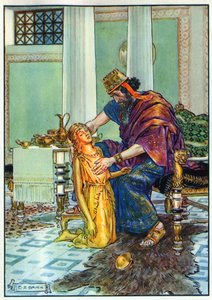 Rei Midas e sua filha, de "A hora das crianças: Histórias dos clássicos", publicado pela Waverley Book Company