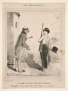 Un homme d?couvert pour avoir ?t? surpris (Um homem descoberto por ter sido surpreendido), da série Les Vesuviennes publicada em Le Charivari