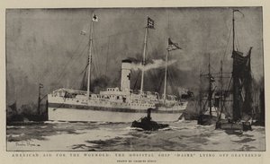 Ajuda americana para os feridos, o hospital navio Maine deitado fora Gravesend de Charles Edward Dixon