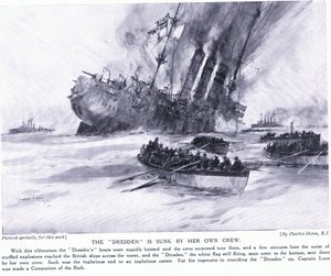 O Dresden é afundado por sua própria tripulação em março de 1915 de Charles Edward Dixon