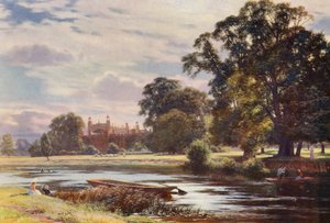 Vista distante do Eton College (litografia a cores)
