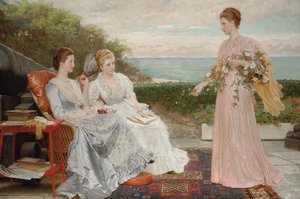 As muralhas, o castelo de Walmer: retratos da condessa Granville e as senhoras Victoria e Mary Leveson-Gower, 1891
