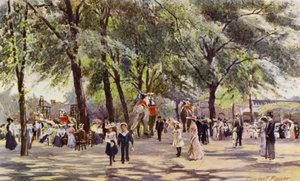 Jardim Zoológico de Londres: Caminhada larga, com Elefantes (cor litho)