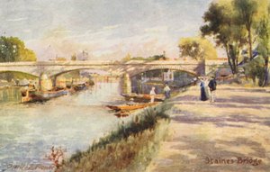 Rio Tamisa: Ponte de Staines (litografia a cores) de Charles Edwin Flower