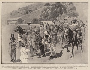 Refugiados hindus em Ladysmith, separando os homens das mulheres e crianças