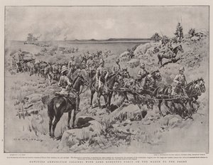 Colunas de Munição do Howitzer com a Força de Lord Robert na Marcha da Frente