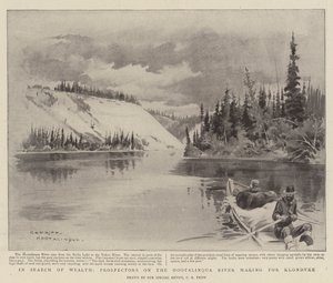 Em busca da riqueza, garimpeiros no rio Hootalinqua fazendo para Klondyke de Charles Edwin Fripp