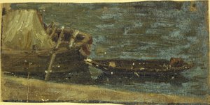 Barcos atracados, ca. 1870 (óleo sobre tela) de Charles Emile Cuisin
