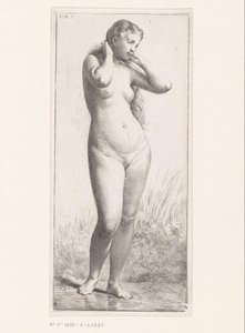 mulher nua em pé de Charles Emile Jacque (attributed to)