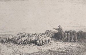Uma manada de porcos, 1850. de Charles Emile Jacque