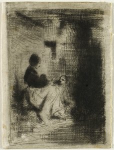Uma mulher e seu filho de Charles Emile Jacque