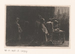Figuras orantes em frente de uma cadeira de Charles Emile Jacque