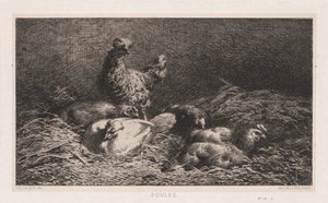 Galinhas Poutes, 1867. de Charles Emile Jacque