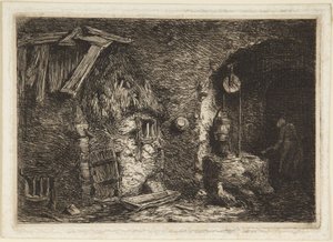 Interior de uma casa de campo de Charles Emile Jacque