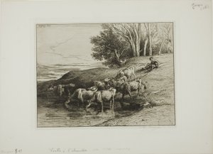 Vacas no local de rega de Charles Emile Jacque