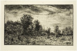 Borda de um bosque, sob céu nublado de Charles Emile Jacque