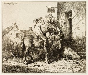 Entrada para uma pousada, com bebida camponesa de Charles Emile Jacque