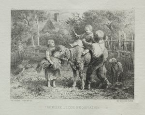 Primeira lição de equitação. de Charles Emile Jacque