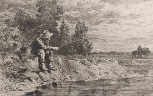 Pescando a barata, 1865. de Charles Emile Jacque