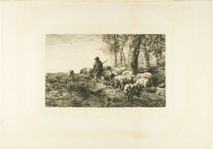 Rebanho de Porcos com Porco de Charles Emile Jacque