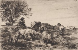 Rebanho de Ovelhas, 1864. de Charles Emile Jacque