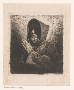 Cabeça de um monge barbudo em oração de Charles Emile Jacque