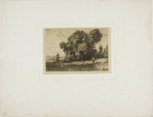 Paisagem da Ilha de Aligre, com duas mulheres de Charles Emile Jacque