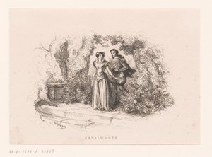 Casal em um jardim Kenilworth (título no objeto) de Charles Emile Jacque