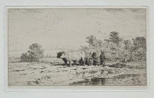 paisagem, trabalhadores de Charles Emile Jacque