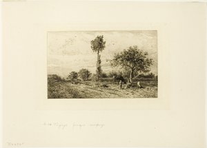 Paisagem com estrada curva de Charles Emile Jacque