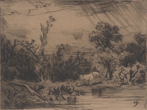 Paisagem com trovoada, 1848. de Charles Emile Jacque