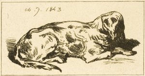 Cão Deitado de Charles Emile Jacque