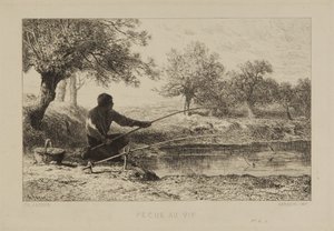 Pesca com isco vivo de Charles Emile Jacque