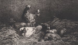 Galinhas, 1867. de Charles Emile Jacque