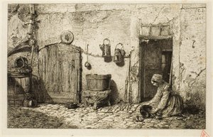 empregada de cozinha de Charles Emile Jacque