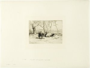Ovelhas e cinco árvores de Charles Emile Jacque