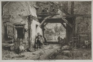 O pátio da fazenda. de Charles Emile Jacque