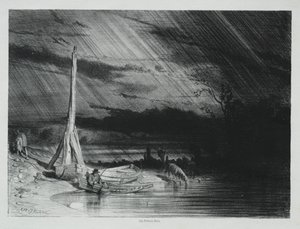 O pescador, tempo chuvoso, 1847. de Charles Emile Jacque