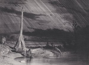 O Pescador, Tempo Chuvoso, ca. 1853. de Charles Emile Jacque