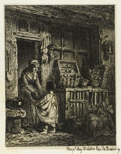 O mercador de frutas e a criança de Charles Emile Jacque