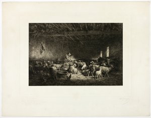 O Grande Sheepcot, placa horizontal de Charles Emile Jacque
