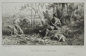 O rebanho dos porquinhos de Charles Emile Jacque