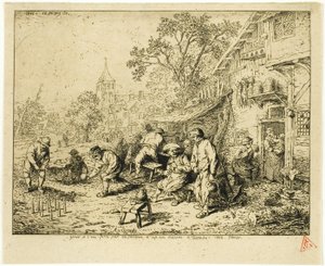 Os jogadores de nove pinos de Charles Emile Jacque