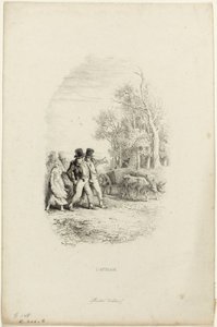 O carro de bois, ilustração de fábulas de Lachambaudie de Charles Emile Jacque