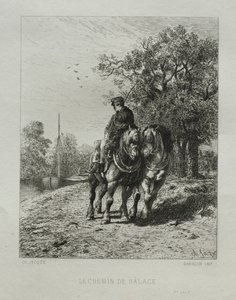 O caminho do reboque. de Charles Emile Jacque
