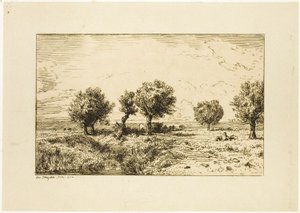 Salgueiros em uma paisagem de Charles Emile Jacque