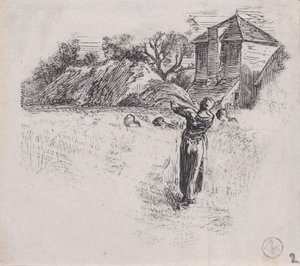 Mulher Carregando Molho, ca. 1853. de Charles Emile Jacque