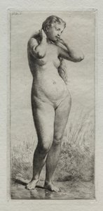 Mulher jovem tomando banho de Charles Emile Jacque