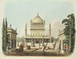 O túmulo de Hyder Ali e Tippoo Sultan, placa 49 de "desenhos orientais", gravada por Thomas Medland (1755-1823) pub. 1806 (aquatinta)